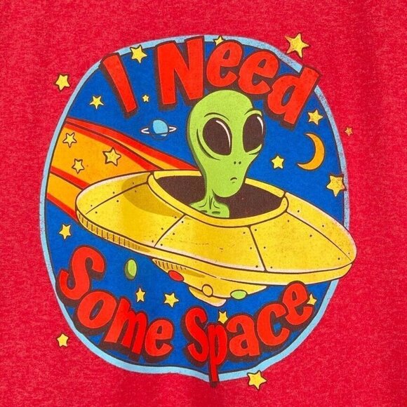 DOM "I Need Some Space" Alien UFO Short Sleeve Graphic Tee Med - Picture 2 of 4